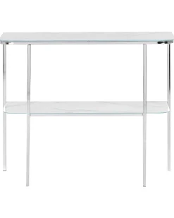 Beliani Konsolipoyta Teras Marmorikuvio Valkoinen/Hopea Calvert Fashion