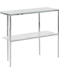 Beliani Konsolipoyta Teras Marmorikuvio Valkoinen/Hopea Calvert Fashion