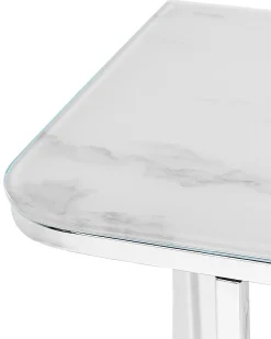 Beliani Konsolipoyta Teras Marmorikuvio Valkoinen/Hopea Calvert Fashion
