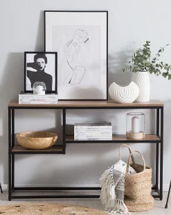 Beliani Konsolipoyta Tumma Puu/Musta Belmont Fashion