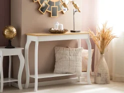 Beliani Konsolipoyta Vaalea Puu/Valkoinen Hartford Shop