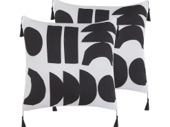 Beliani Koristetyyny 2 Kpl 45 X 45 Cm Mustavalkoinen Liriope Outlet