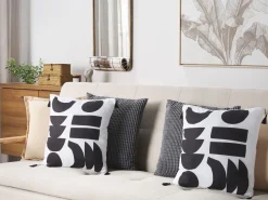 Beliani Koristetyyny 2 Kpl 45 X 45 Cm Mustavalkoinen Liriope Outlet