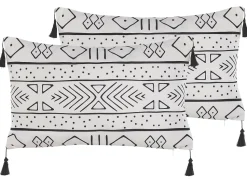 Beliani Koristetyyny 2 Kpl 30 X 50 Cm Mustavalkoinen Schefflera Fashion