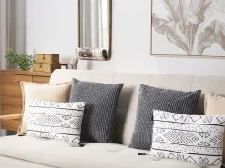 Beliani Koristetyyny 2 Kpl 30 X 50 Cm Mustavalkoinen Schefflera Fashion