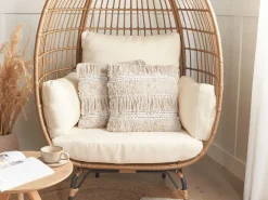 Beliani Koristetyyny Beige Kirjailtu 45 X 45 Cm 2 Kpl Villur Fashion