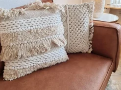 Beliani Koristetyyny Beige Kirjailtu 45 X 45 Cm 2 Kpl Villur Fashion