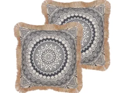 Beliani Koristetyyny Beige/Musta 45 X 45 Cm 2 Kpl Agrimony Discount