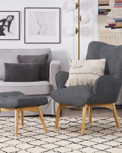 Beliani Koristetyyny Harmaa Kohokuvioitu 45 X 45 Cm Melur New