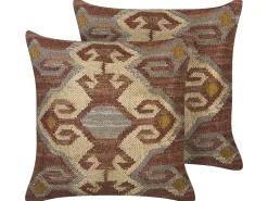 Beliani Koristetyyny Juutti Monivarinen 45 X 45 Cm 2 Kpl Urpad Sale