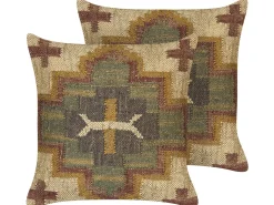 Beliani Koristetyyny Juutti Monivarinen 45 X 45 Cm 2 Kpl Pulicat Best