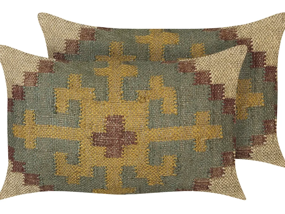 Beliani Koristetyyny Juutti Monivarinen 30 X 50 2 Kpl Saron Flash Sale