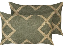 Beliani Koristetyyny Juutti Vihrea/Beige 30 X 50 Cm 2 Kpl Gopi Shop