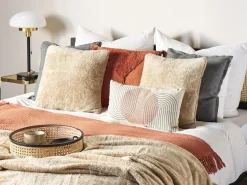 Beliani Koristetyyny Kangas Beige 45 X 45 Cm Pilea Store