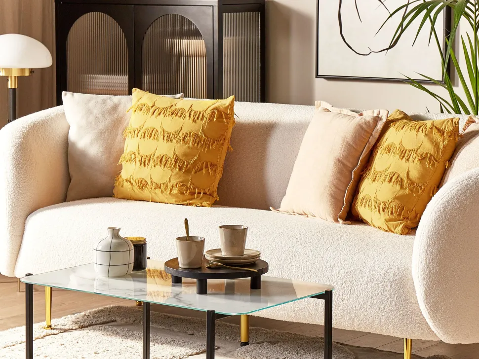 Beliani Koristetyyny Kangas Keltainen 45 X 45 Cm 2 Kpl Agastache Cheap