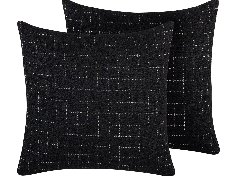 Beliani Koristetyyny Kangas Musta 45 X 45 Cm 2 Kpl Bellflower Best