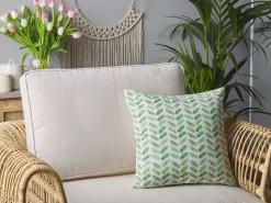 Beliani Koristetyyny Kangas Valkoinen/Vihrea 45 X 45 Cm 2 Kpl Prunus Flash Sale