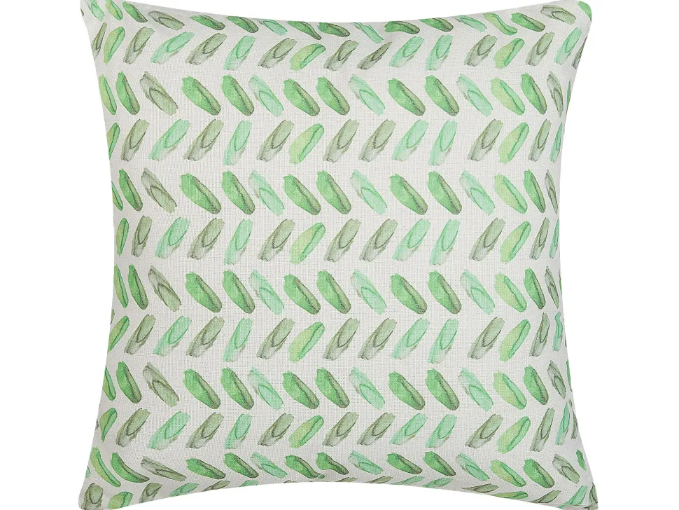 Beliani Koristetyyny Kangas Valkoinen/Vihrea 45 X 45 Cm 2 Kpl Prunus Flash Sale