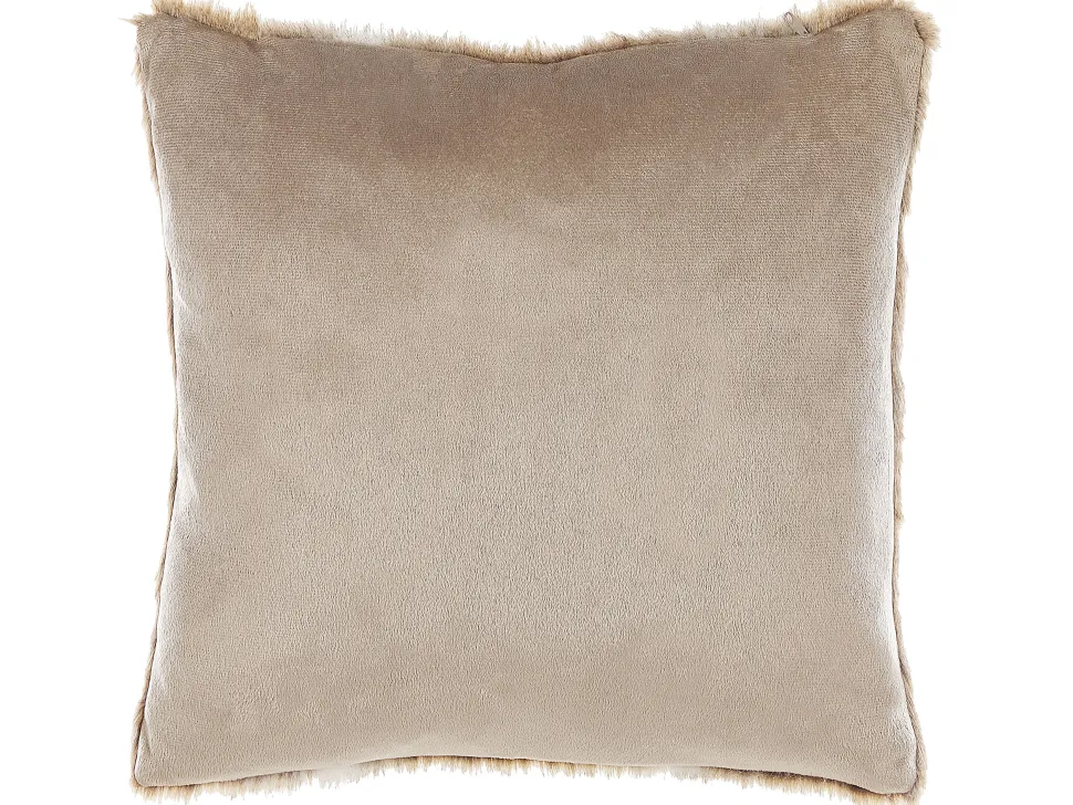 Beliani Koristetyyny Keinoturkis Vaaleanruskea 45 X 45 Cm 2 Kpl Hordeum Outlet