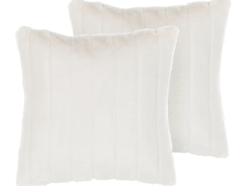Beliani Koristetyyny Keinoturkis Valkoinen 45 X 45 Cm 2 Kpl Pumila Hot