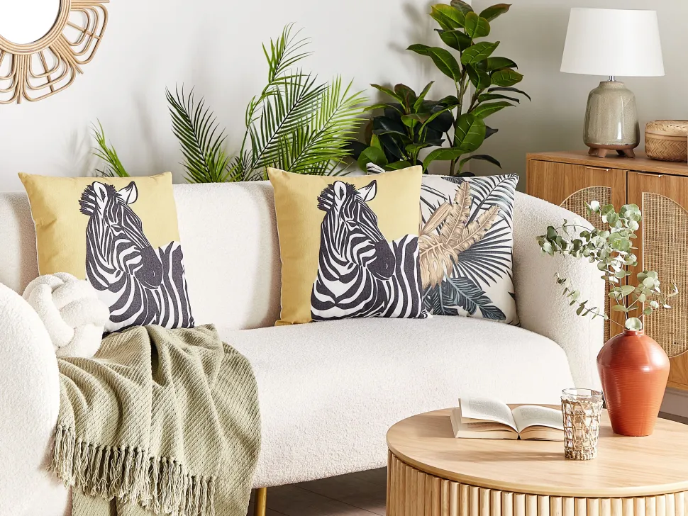 Beliani Koristetyyny Keltainen 45 X 45 Cm 2 Kpl Manketti Outlet