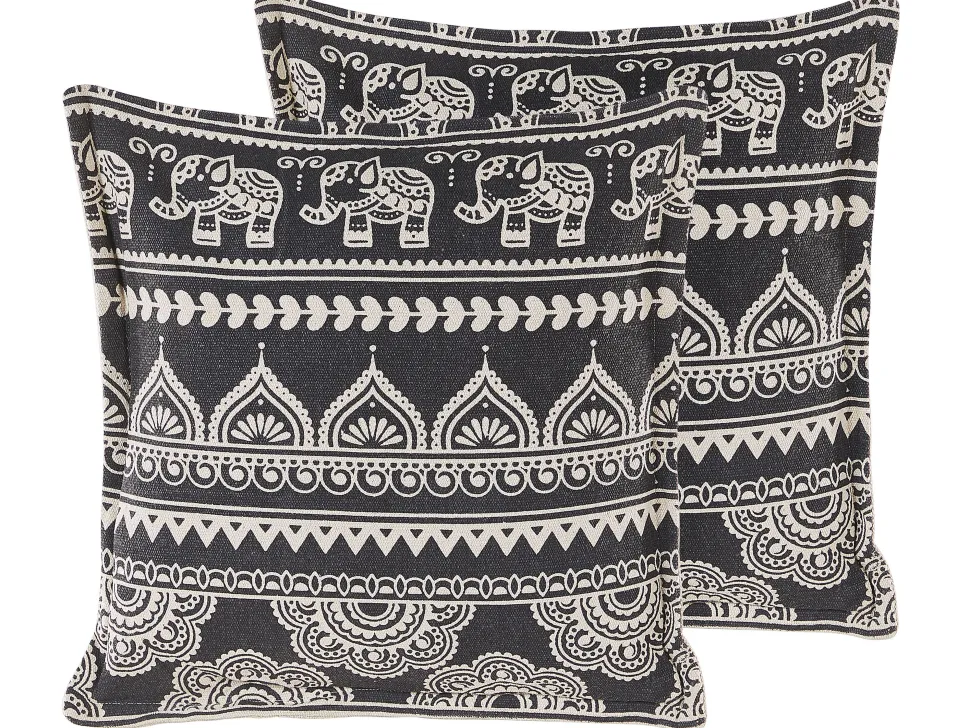 Beliani Koristetyyny 2Kpl 45 X 45 Cm Mustavalkoinen Atabagi Fashion