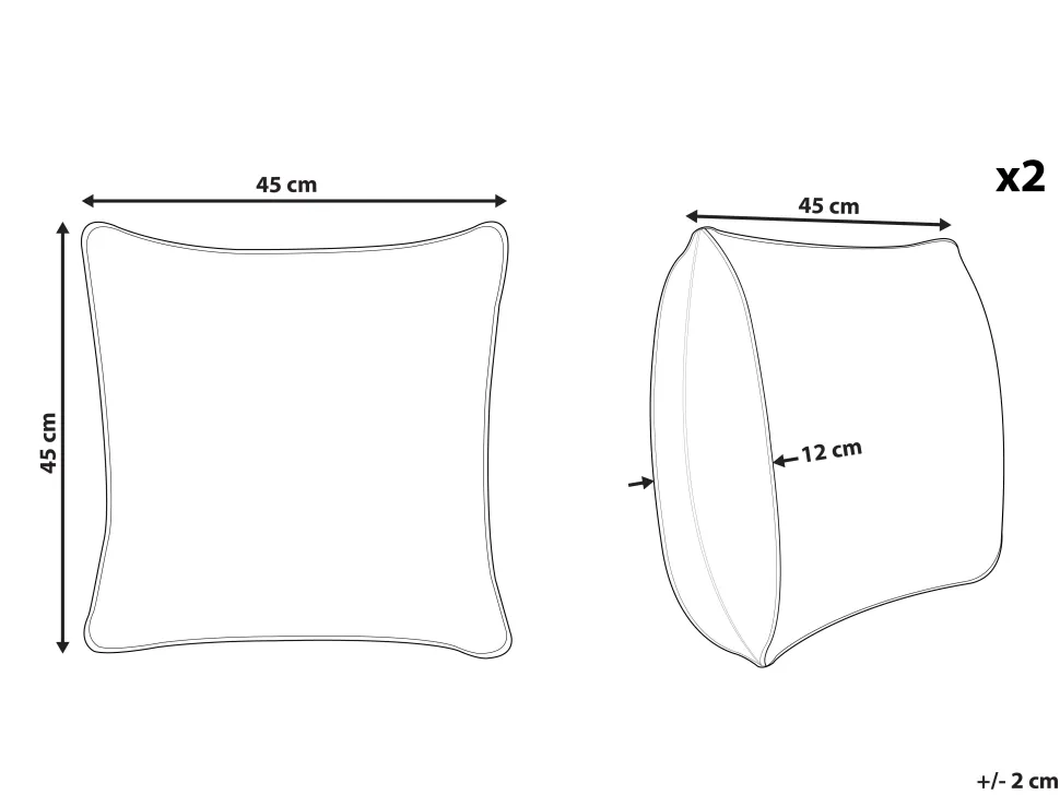 Beliani Koristetyyny 2Kpl 45 X 45 Cm Mustavalkoinen Atabagi Fashion