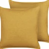 Beliani Koristetyyny Pellava Keltainen 45 X 45 Cm 2 Kpl Sagina Store