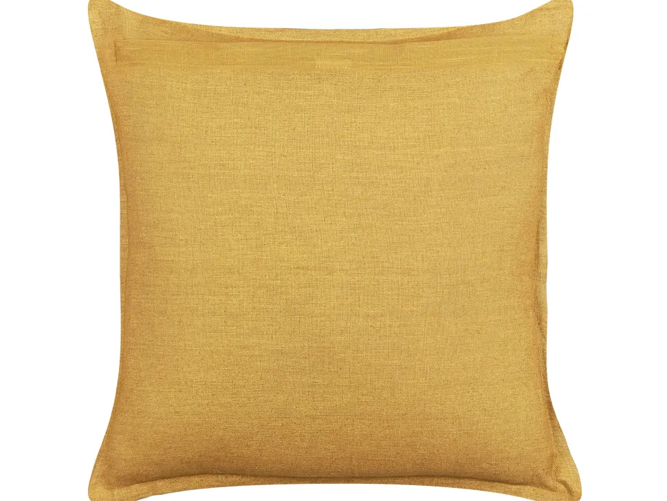 Beliani Koristetyyny Pellava Keltainen 45 X 45 Cm 2 Kpl Sagina Store