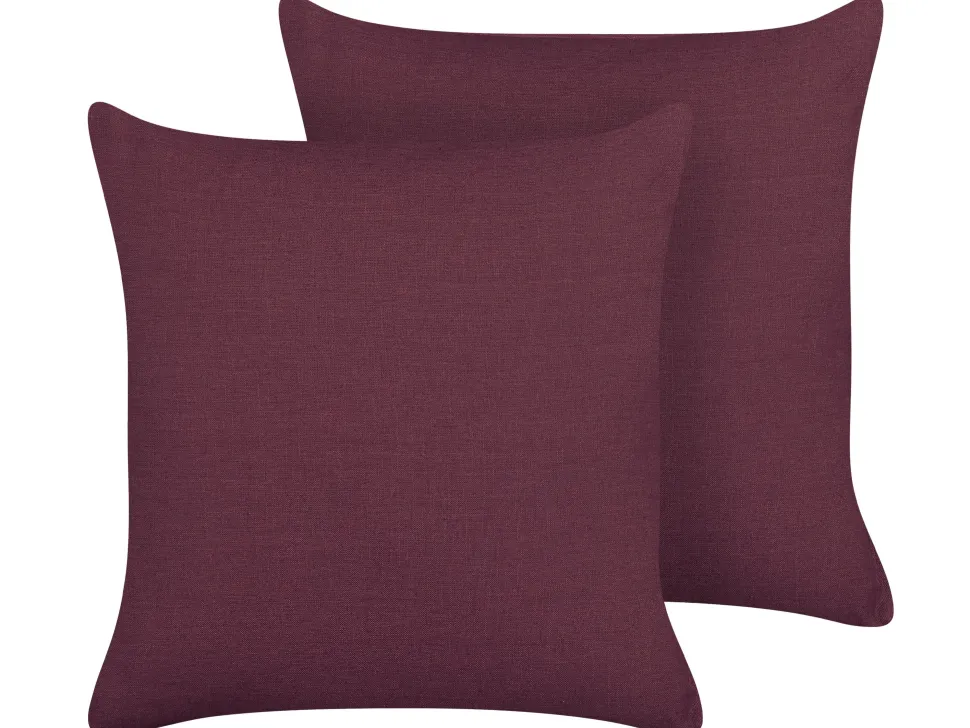 Beliani Koristetyyny Pellava Purppura 45 X 45 Cm 2 Kpl Sagina Outlet