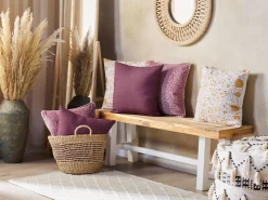 Beliani Koristetyyny Pellava Purppura 45 X 45 Cm 2 Kpl Sagina Outlet