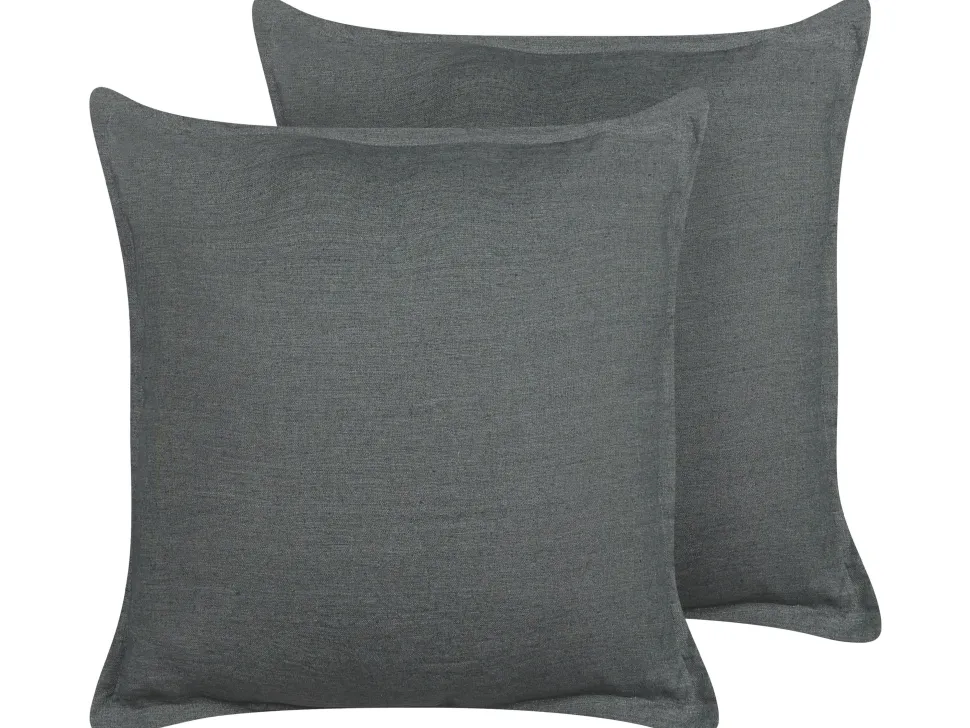 Beliani Koristetyyny Pellava Tummanharmaa 45 X 45 Cm 2 Kpl Subulata Discount
