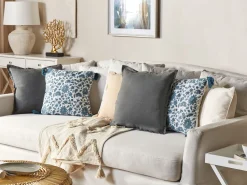 Beliani Koristetyyny Pellava Tummanharmaa 45 X 45 Cm 2 Kpl Subulata Discount