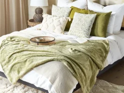 Beliani Koristetyyny Pellava Vihrea 45 X 45 Cm 2 Kpl Sagina New