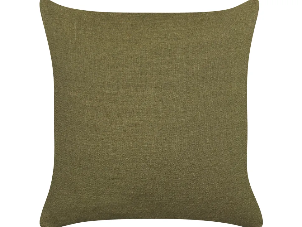 Beliani Koristetyyny Pellava Vihrea 45 X 45 Cm 2 Kpl Sagina New