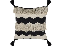 Beliani Koristetyyny Puuvilla Beige/Musta 45 X 45 Cm 2 Kpl Hydrangea Hot