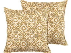 Beliani Koristetyyny Puuvilla Beige 45 X 45 Cm 2 Kpl Ceiba Sale