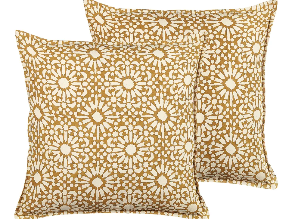 Beliani Koristetyyny Puuvilla Beige 45 X 45 Cm 2 Kpl Ceiba Sale