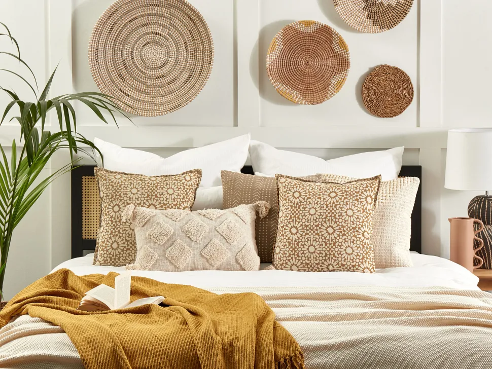 Beliani Koristetyyny Puuvilla Beige 45 X 45 Cm 2 Kpl Ceiba Sale