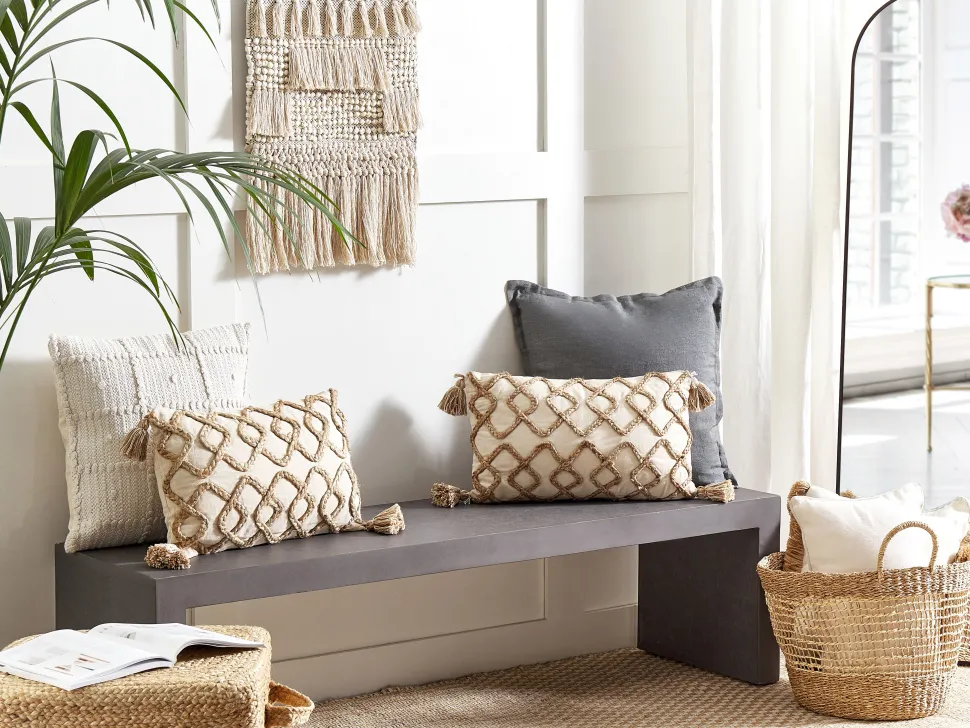 Beliani Koristetyyny Puuvilla Beige 30 X 50 Cm 2 Kpl Incana Best Sale