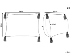 Beliani Koristetyyny Puuvilla Beige 30 X 50 Cm 2 Kpl Incana Best Sale