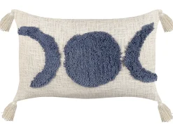 Beliani Koristetyyny Puuvilla Beige/Sininen 35 X 55 Cm Lupinus Discount