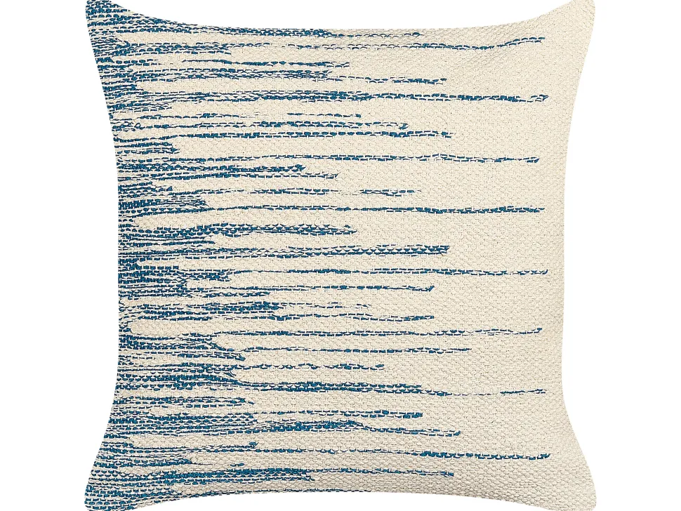 Beliani Koristetyyny Puuvilla Beige/Sininen 45 X 45 Cm Rivina Best Sale