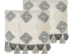 Beliani Koristetyyny Puuvilla Beige/Harmaa 45 X 45 Cm 2 Kpl Alocasia Flash Sale