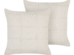 Beliani Koristetyyny Puuvilla Beige 45 X 45 Cm 2 Kpl Ixora Hot