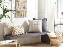 Beliani Koristetyyny Puuvilla Beige 45 X 45 Cm 2 Kpl Ixora Hot