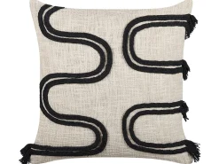 Beliani Koristetyyny Puuvilla Beige/Musta 45 X 45 Cm Fuchsia Best