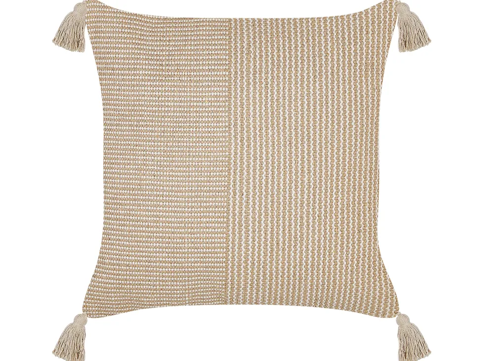 Beliani Koristetyyny Puuvilla Beige 45 X 45 Cm 2 Kpl Arlia Discount