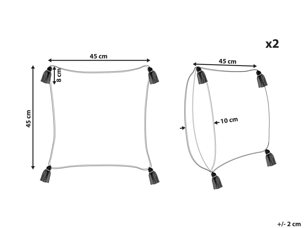 Beliani Koristetyyny Puuvilla Beige 45 X 45 Cm 2 Kpl Arlia Discount