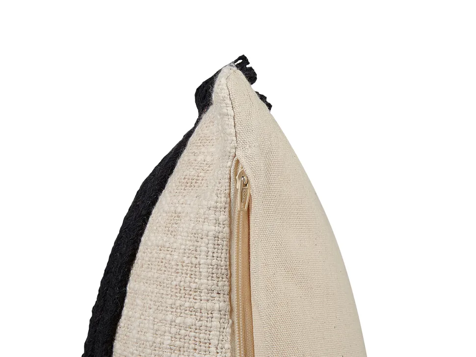 Beliani Koristetyyny Puuvilla Beige/Musta 45 X 45 Cm 2 Kpl Fuchsia Sale